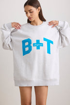 Chic Oversized Crew Neck Sweatshirt in Grey Marl