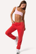 Chic Brushed Jersey Oversized Joggers in Red