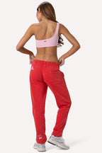 Chic Brushed Jersey Oversized Joggers in Red