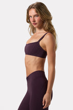 Chic Soft Active Seam-Detail Sports Bra in Plum