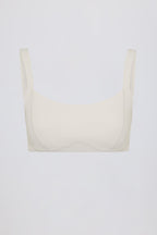 Chic Soft Active Seam-Detail Sports Bra in Oat