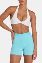 Chic Soft Active Mini Shorts in Aqua