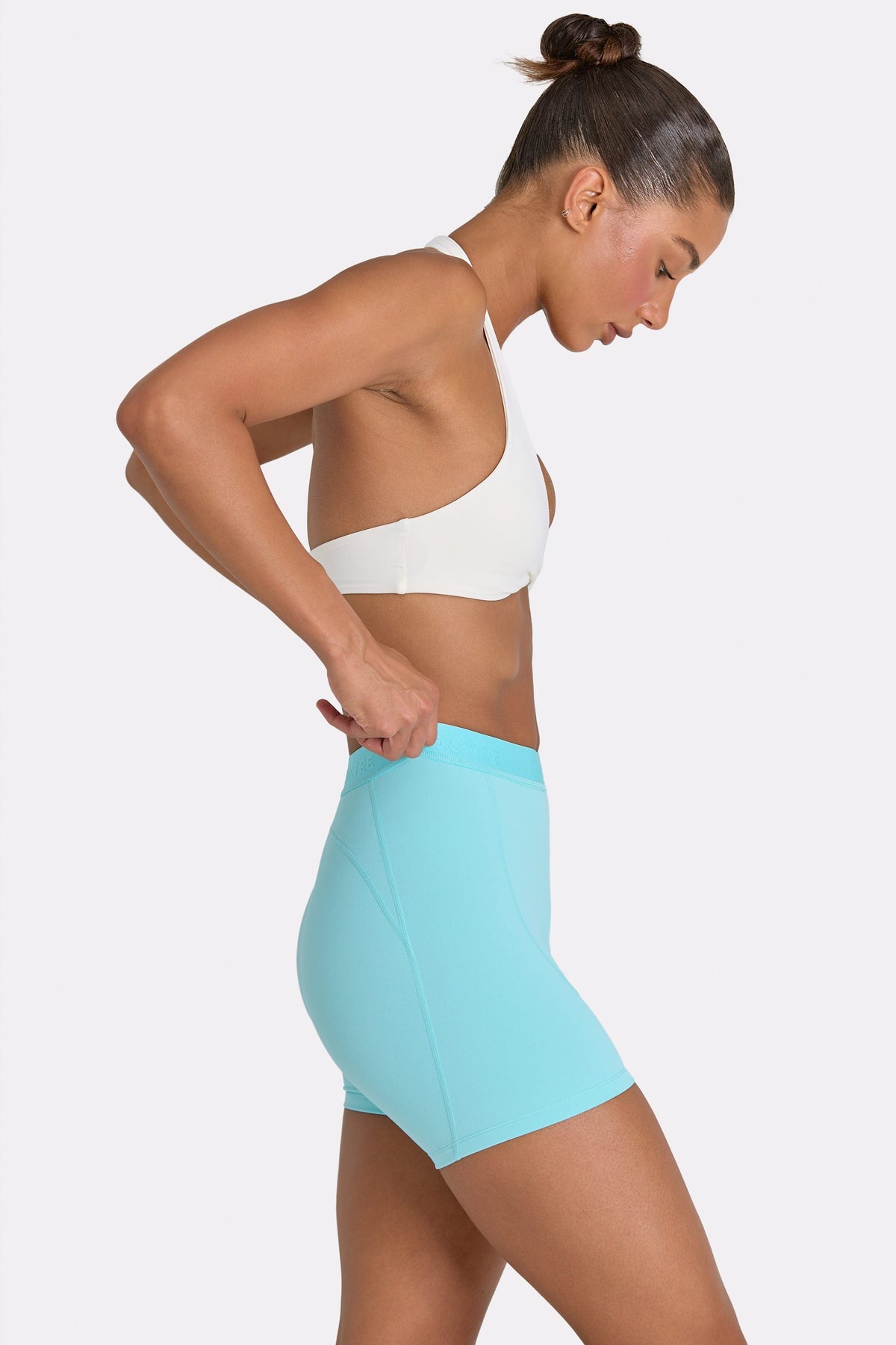 Chic Soft Active Mini Shorts in Aqua