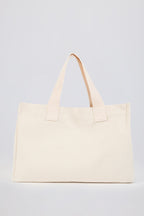 Chic Oversized Canvas Tote Bag in Egg Shell