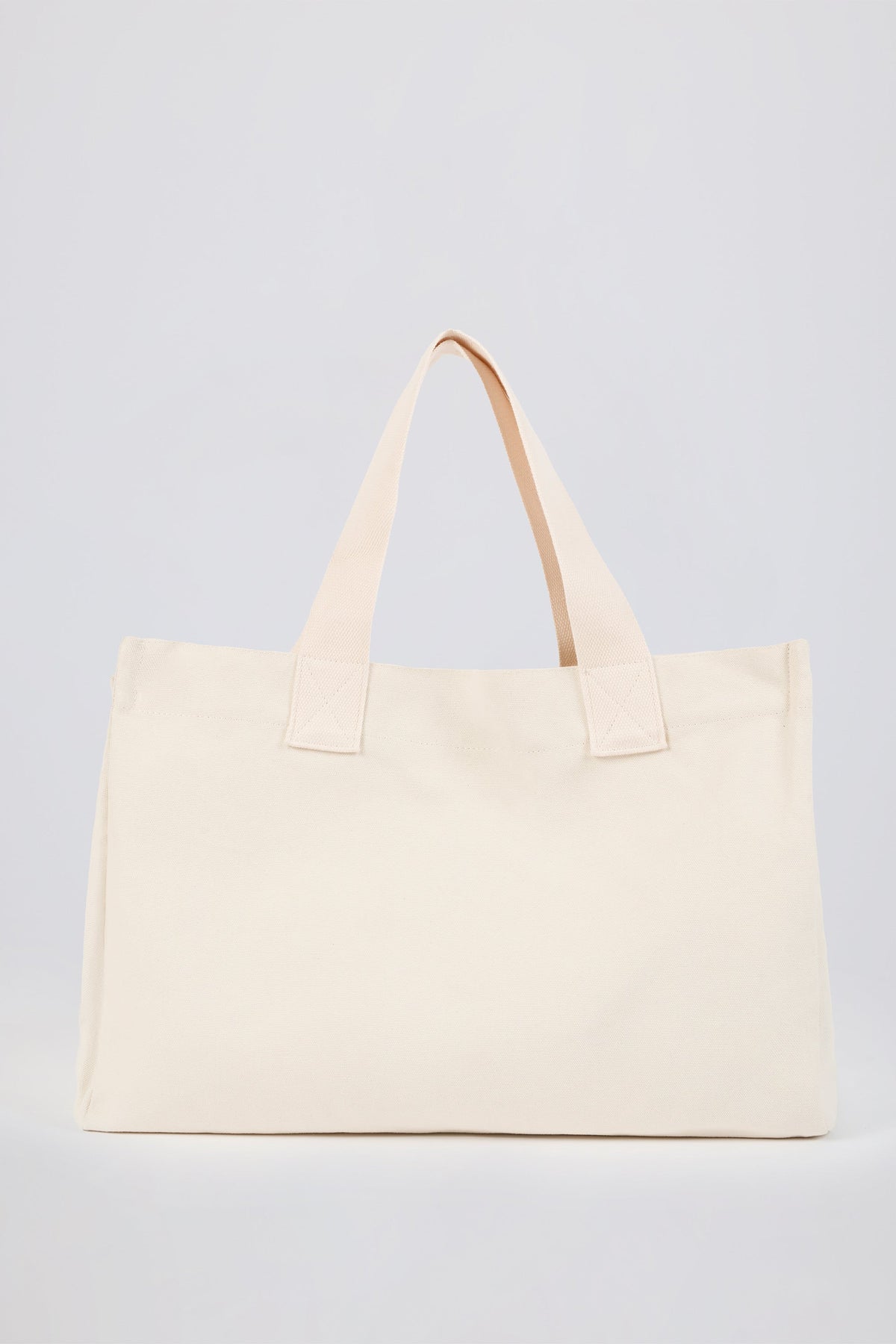 Chic Oversized Canvas Tote Bag in Egg Shell