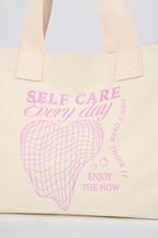 Chic Oversized Canvas Tote Bag in Egg Shell