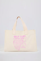 Chic Oversized Canvas Tote Bag in Egg Shell