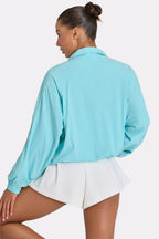 Chic Oversized Track Jacket in Aqua