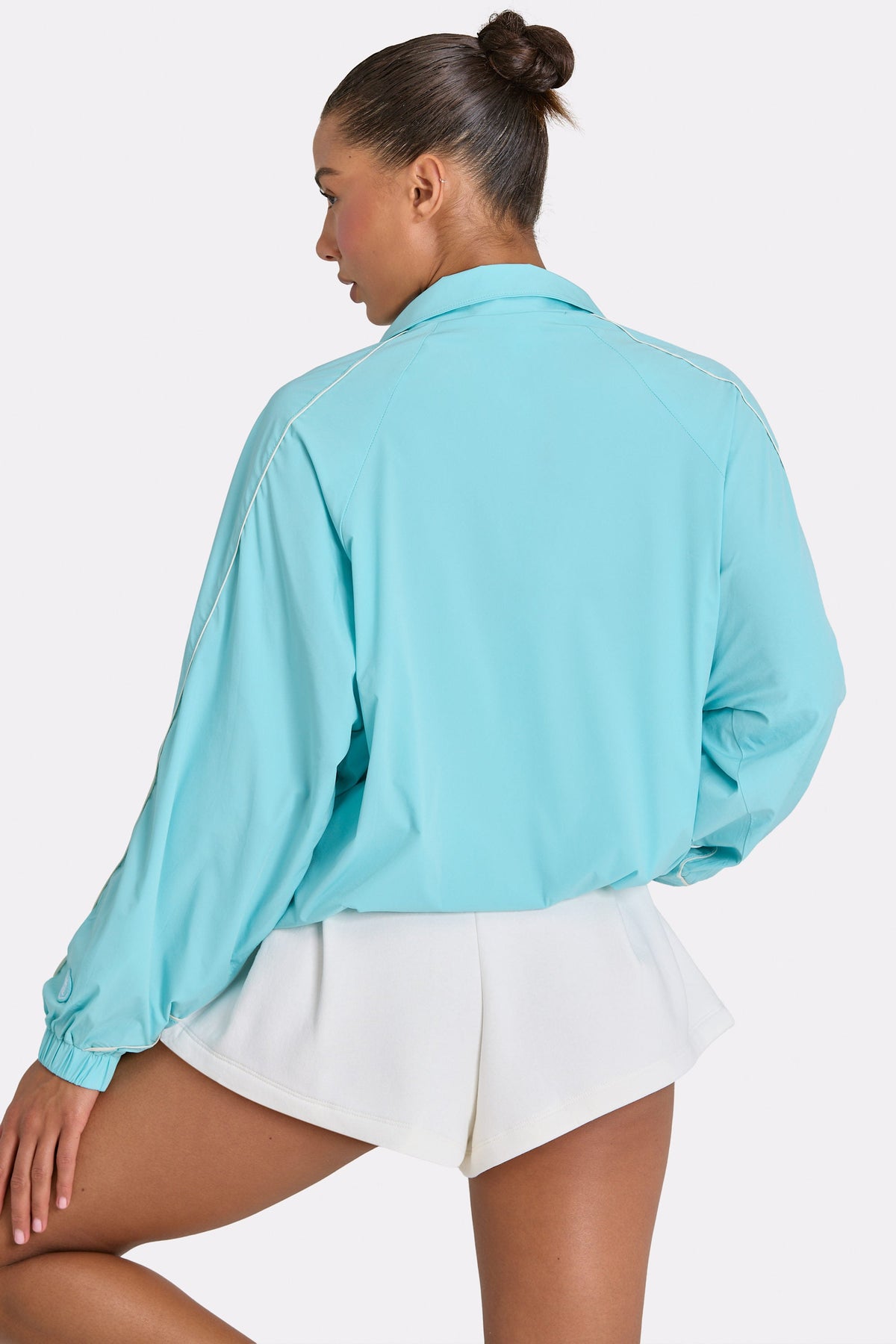 Chic Oversized Track Jacket in Aqua