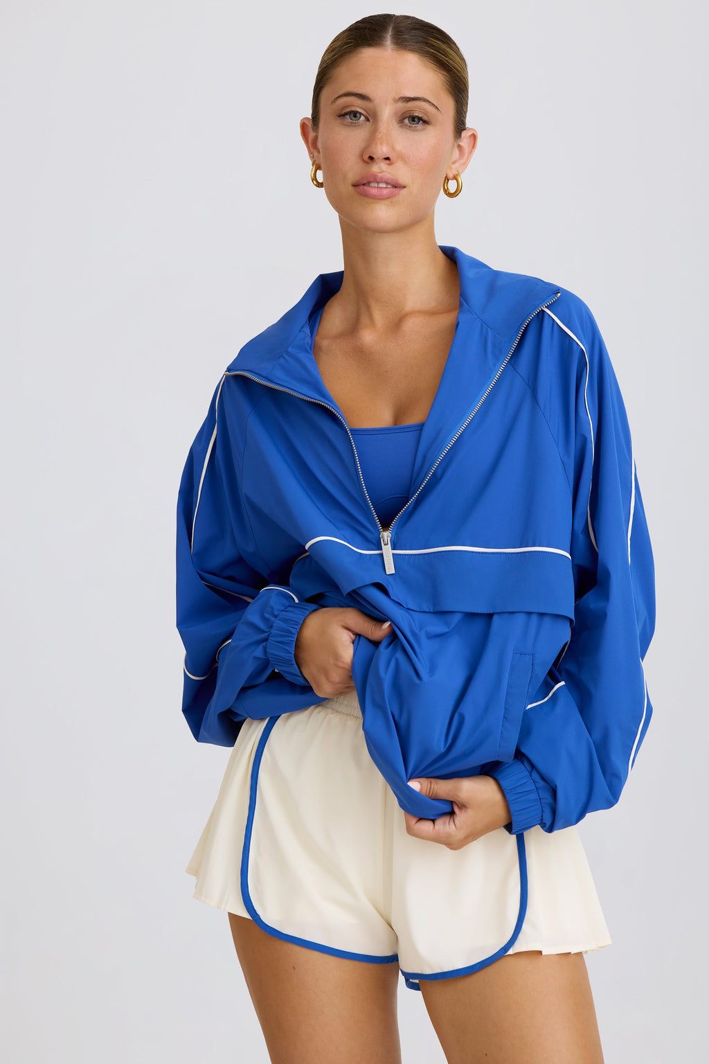 Chic Oversized Track Jacket in Cobalt