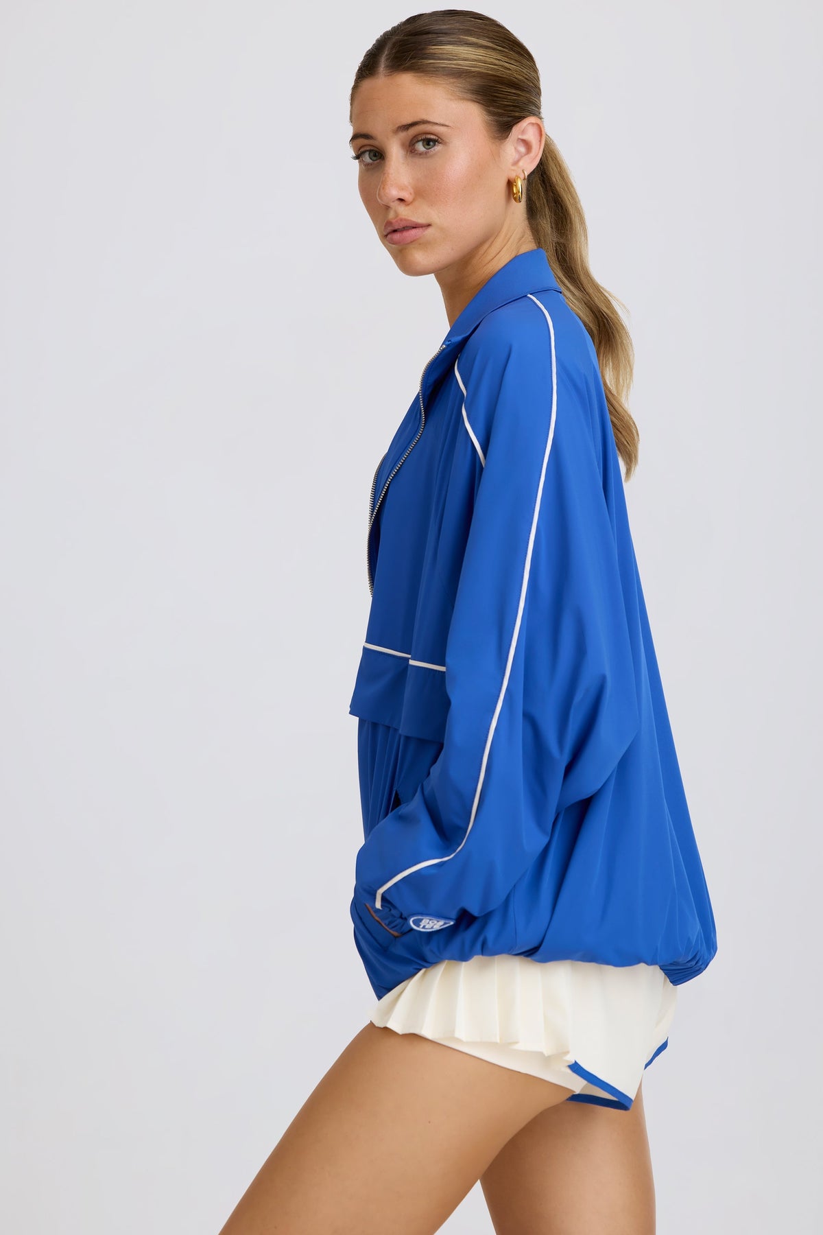 Chic Oversized Track Jacket in Cobalt