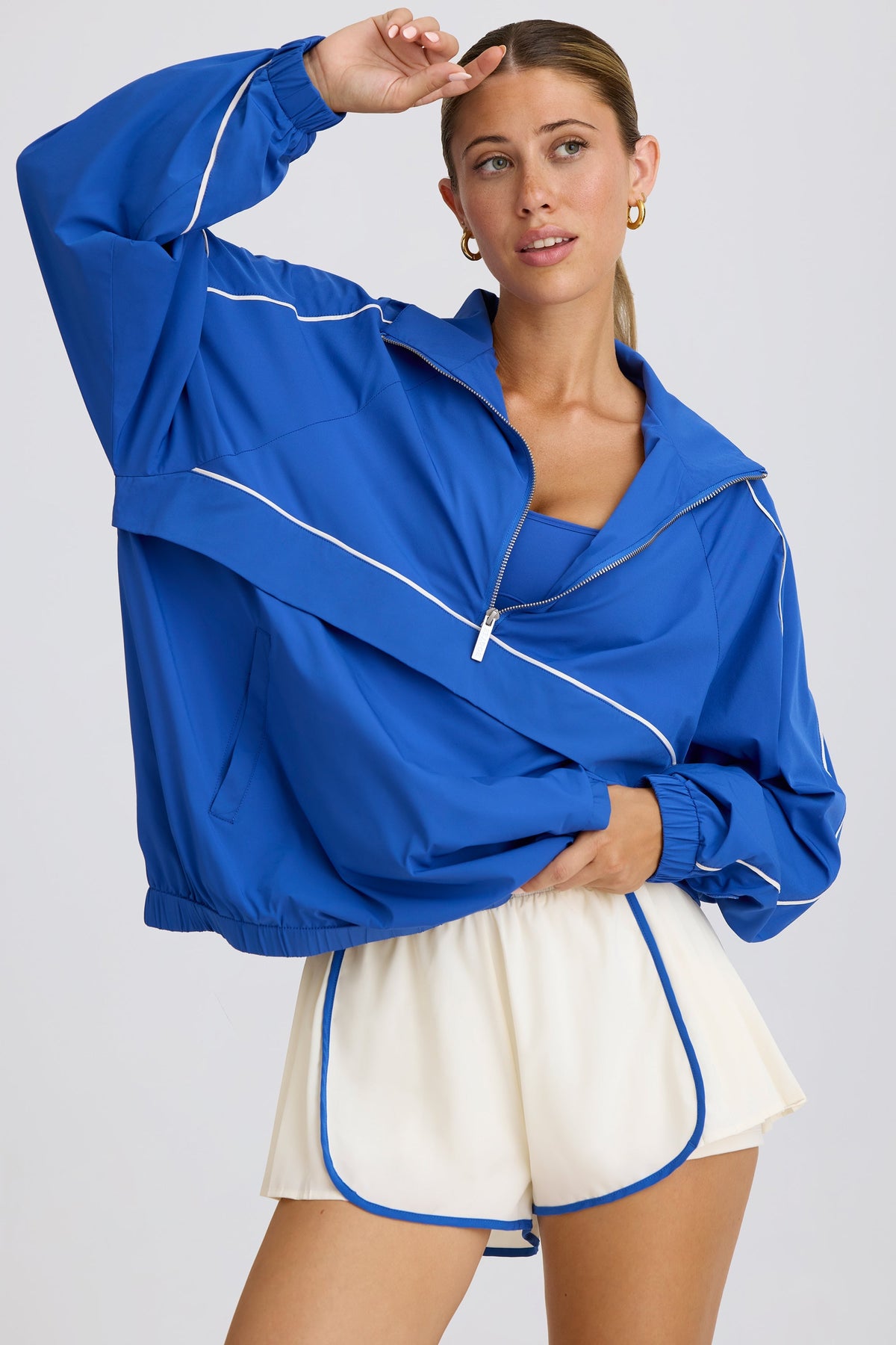 Chic Oversized Track Jacket in Cobalt