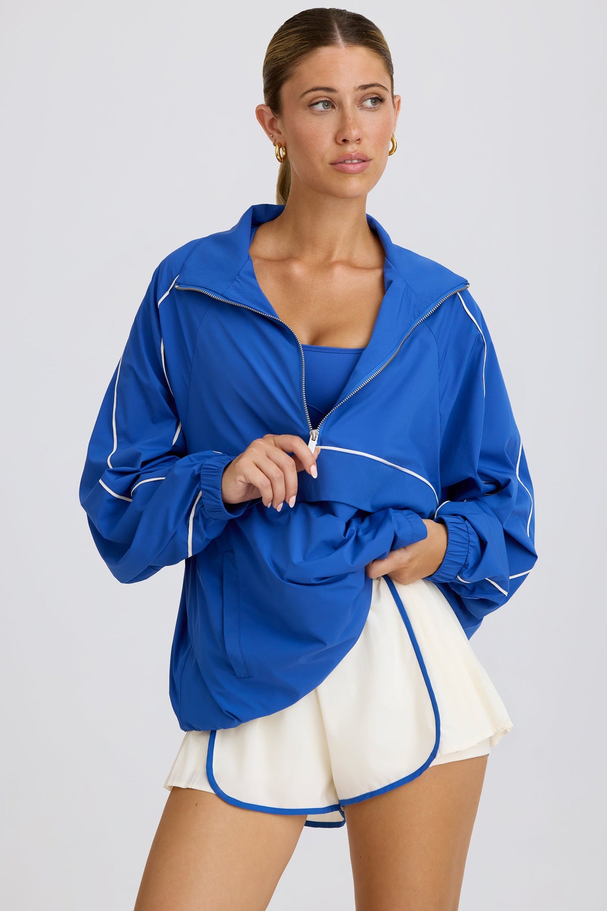 Chic Oversized Track Jacket in Cobalt