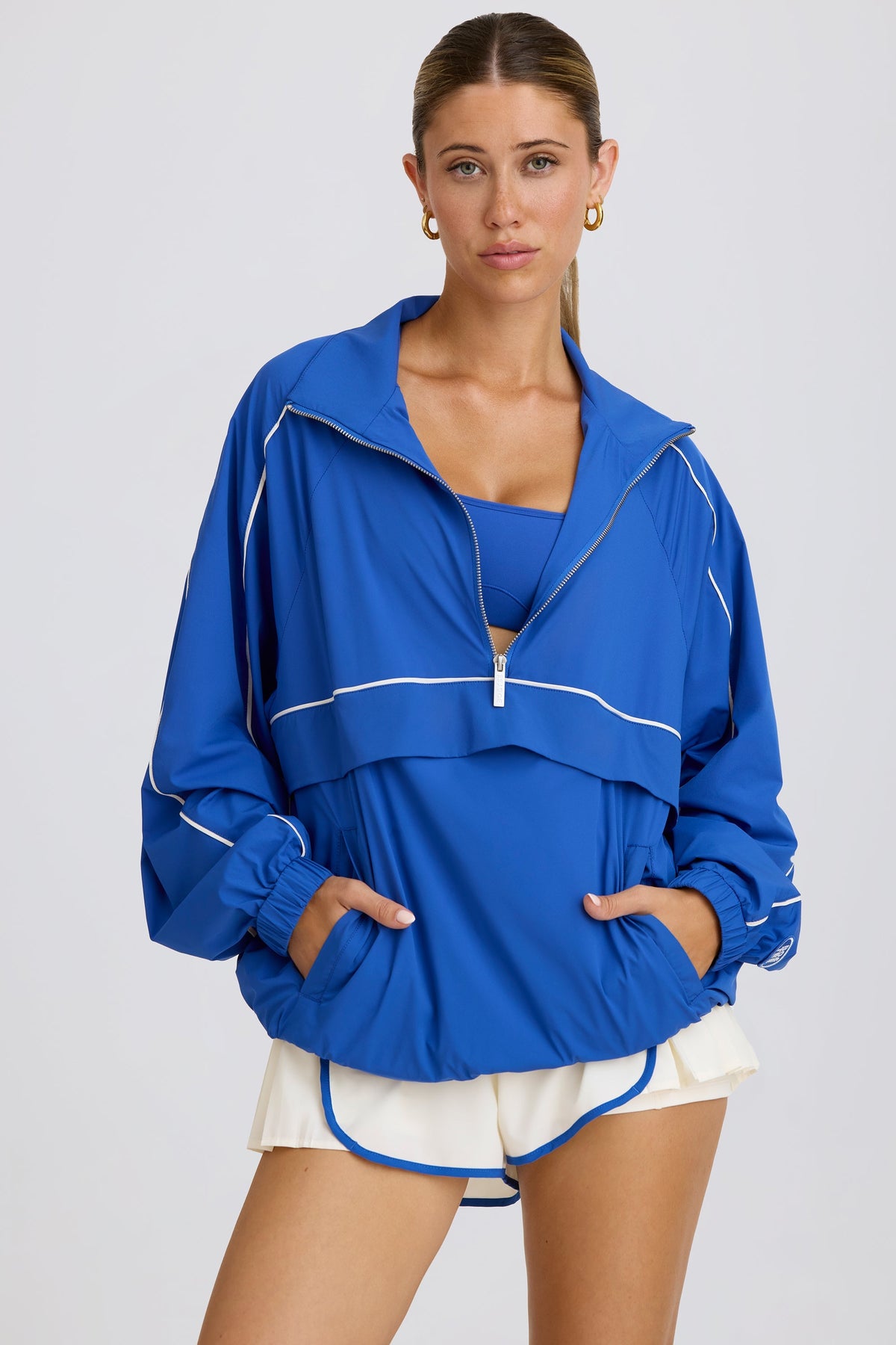 Chic Oversized Track Jacket in Cobalt
