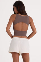 Chic Brushed Jersey Elasticated Mini Shorts in Ecru