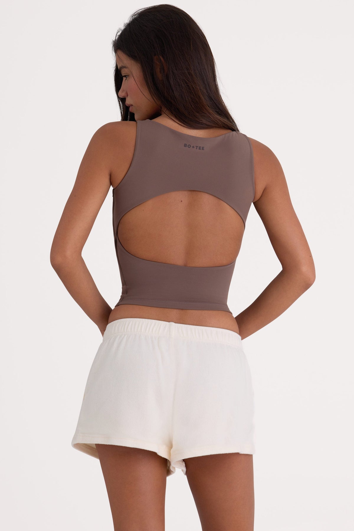 Chic Brushed Jersey Elasticated Mini Shorts in Ecru