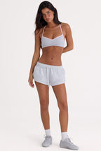 Chic Brushed Jersey Elasticated Mini Shorts in Fog Grey