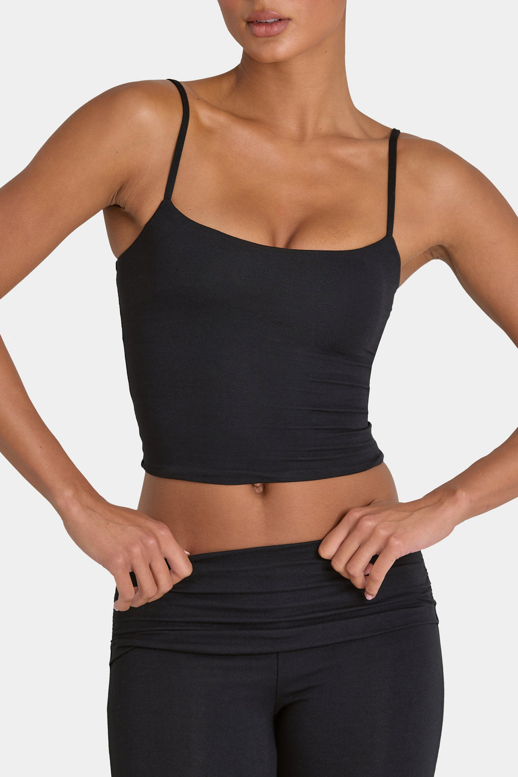 Chic ButterCloud Crop Tank Top in Black