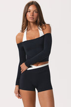 Chic Soft Jersey Off-Shoulder Top in Black