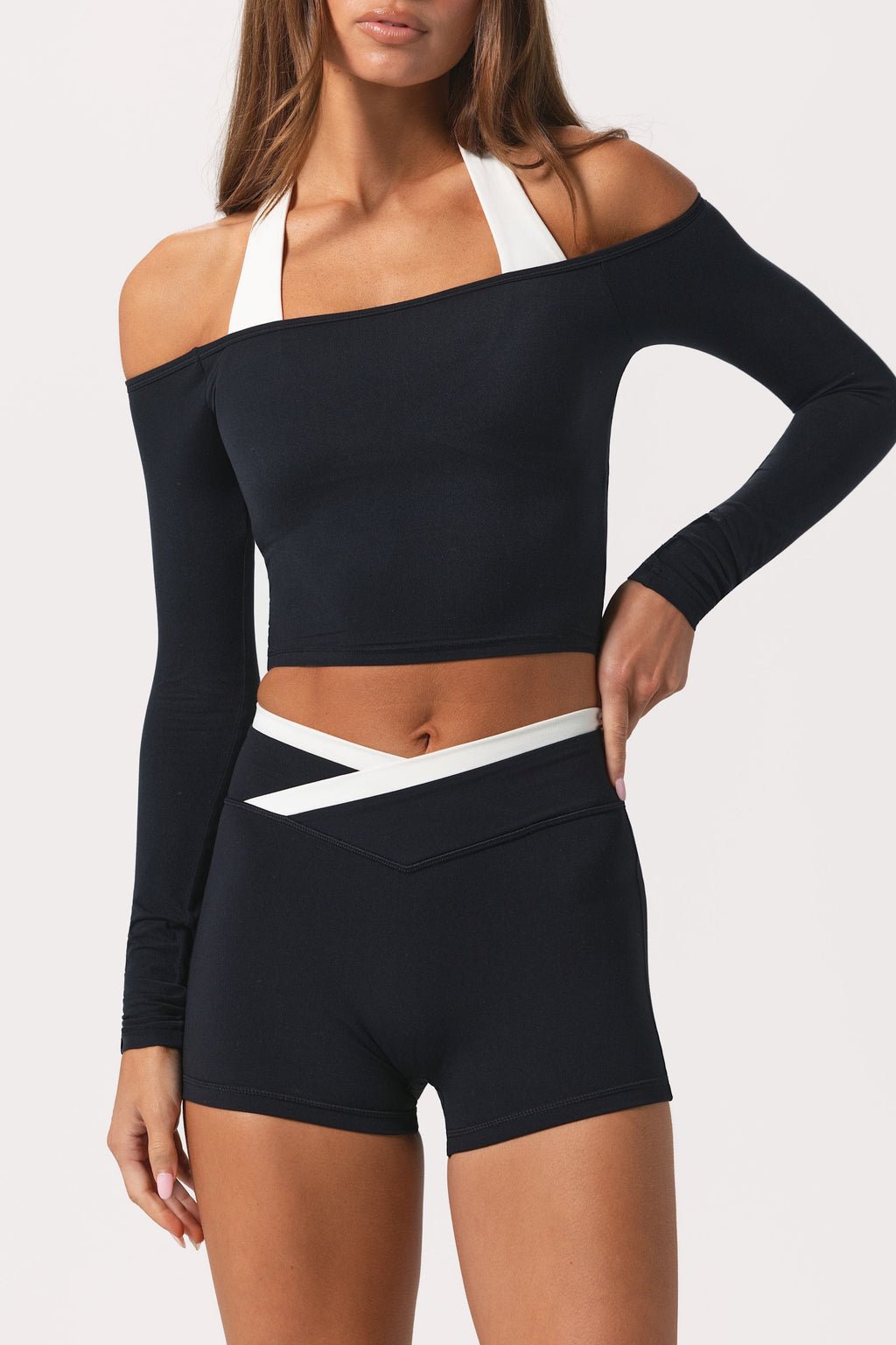 Chic Soft Jersey Off-Shoulder Top in Black
