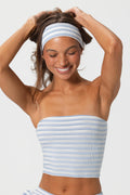 Chic Ribbed Jersey Headband in Blue Stripe