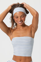 Chic Ribbed Jersey Headband in Blue Stripe