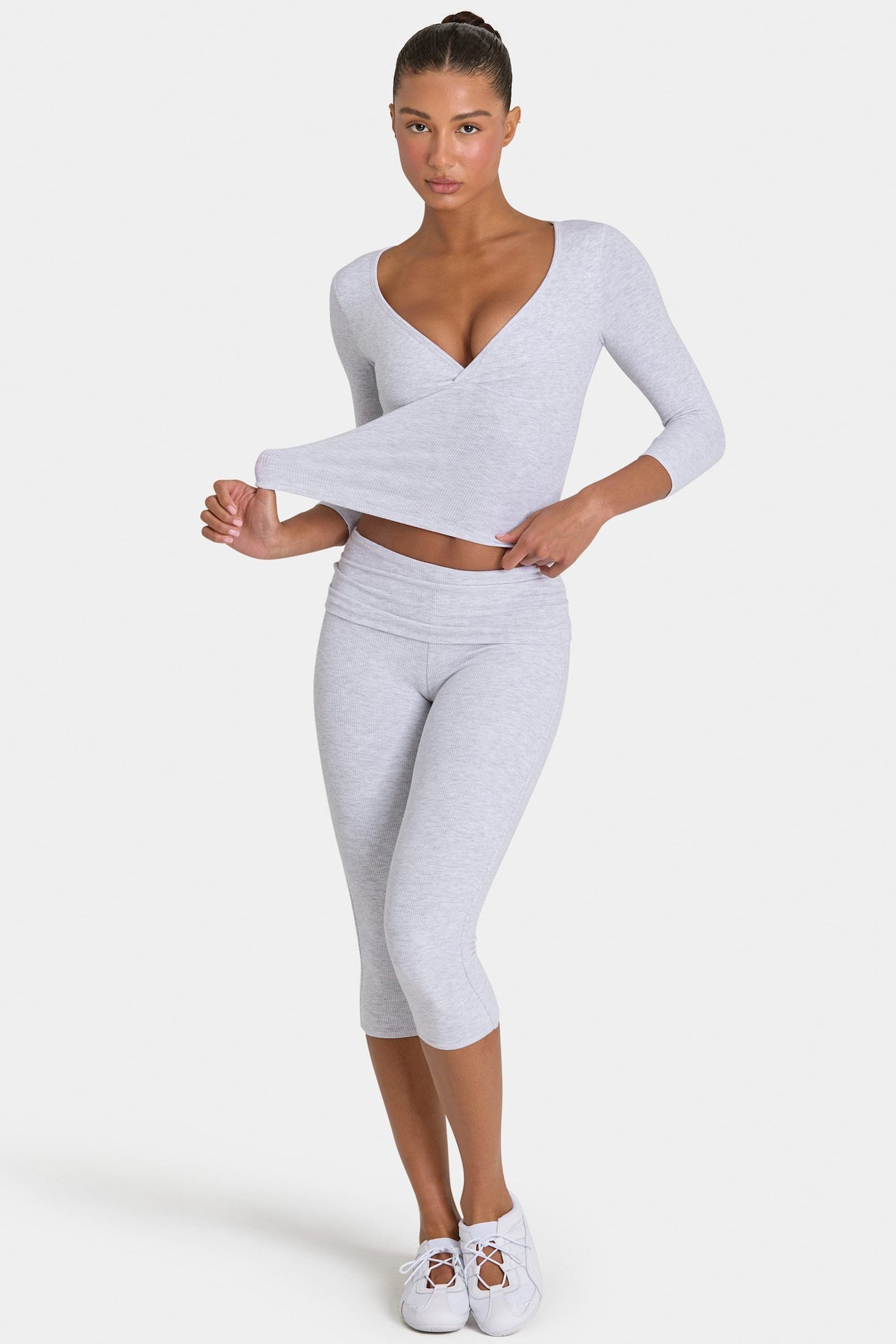 Chic ButterCloud Capri Leggings in Grey Marl