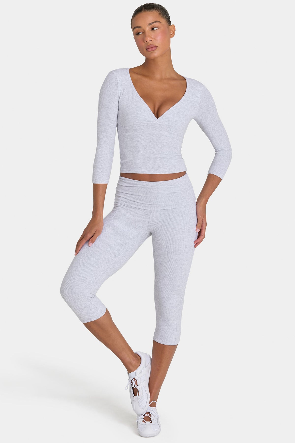 Chic ButterCloud Capri Leggings in Grey Marl
