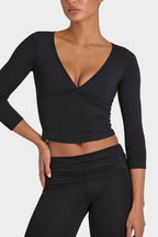 Chic ButterCloud 34 Sleeve Top in Black