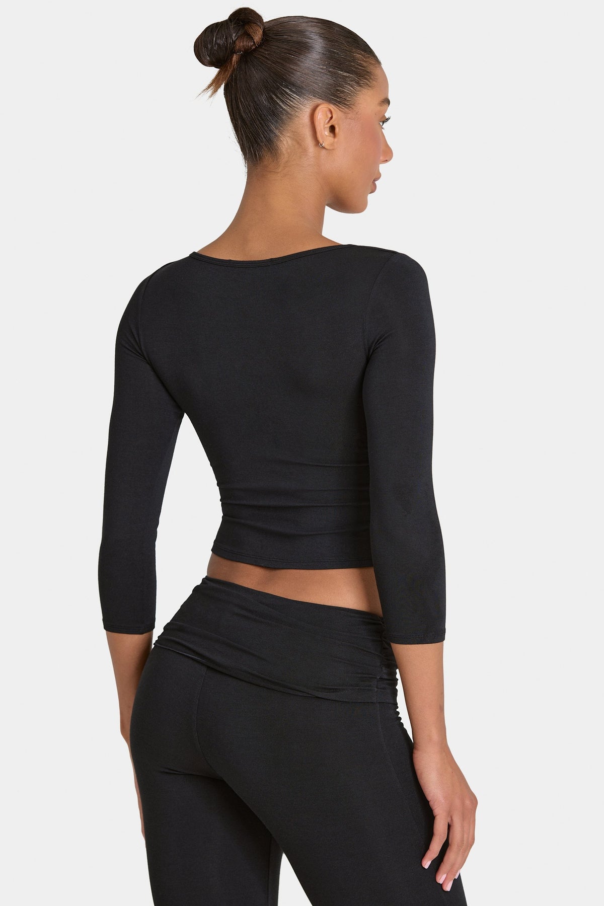 Chic ButterCloud 34 Sleeve Top in Black
