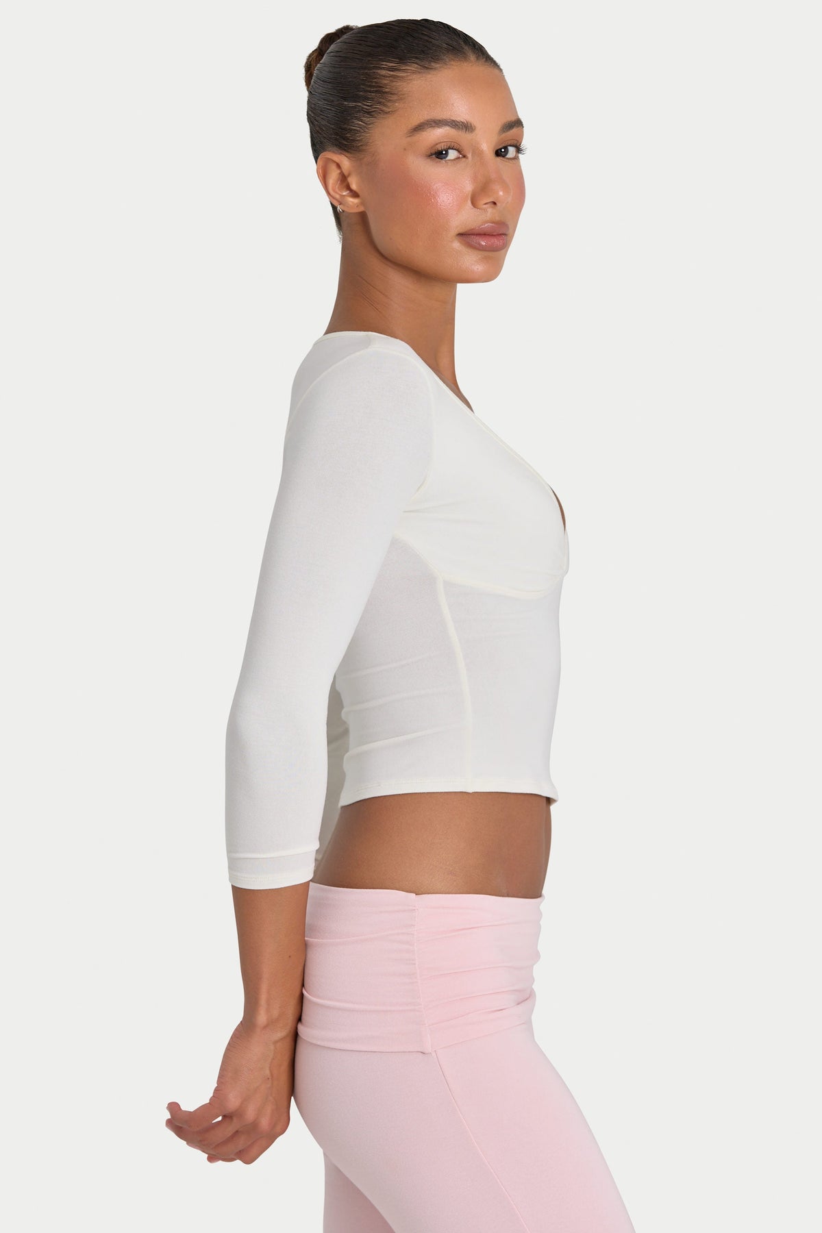 Chic ButterCloud 34 Sleeve Top in Coconut