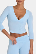 Chic ButterCloud 34 Sleeve Top in Sky