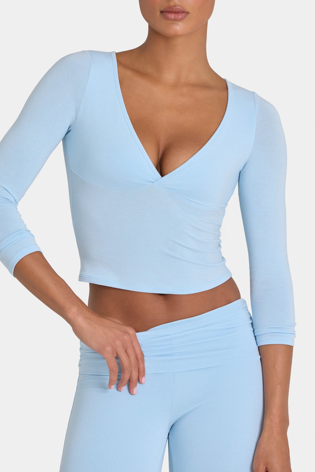 Chic ButterCloud 34 Sleeve Top in Sky