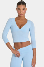Chic ButterCloud 34 Sleeve Top in Sky