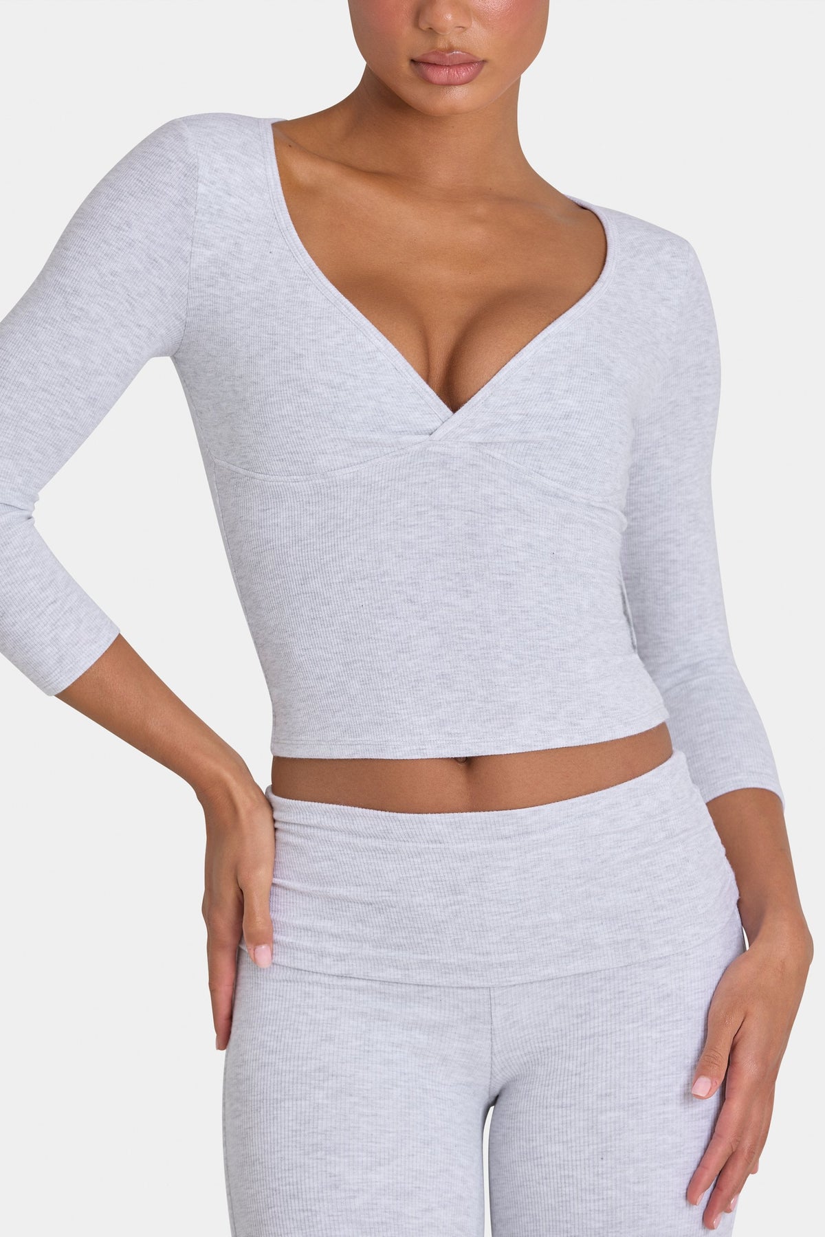 Chic ButterCloud 34 Sleeve Top in Grey Marl