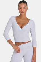 Chic ButterCloud 34 Sleeve Top in Grey Marl