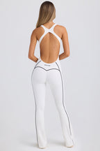 Chic Petite Soft Active Open-Back Jumpsuit in White