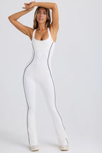 Chic Petite Soft Active Open-Back Jumpsuit in White