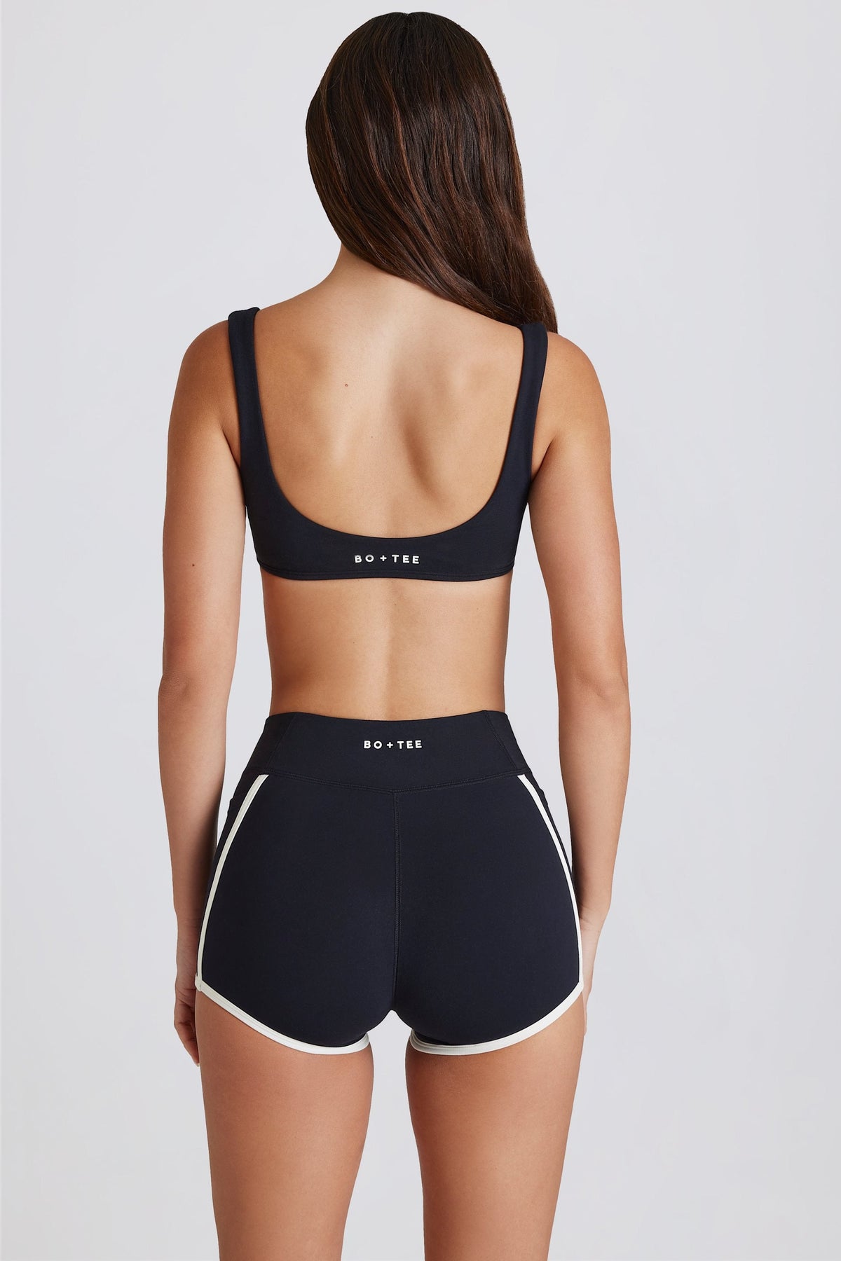 Chic Soft Active Contrast Mini Shorts in Black