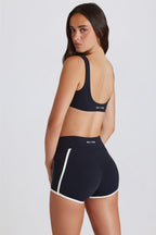 Chic Soft Active Contrast Mini Shorts in Black