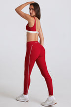 Chic Soft Active Contrast Leggings in Chilli