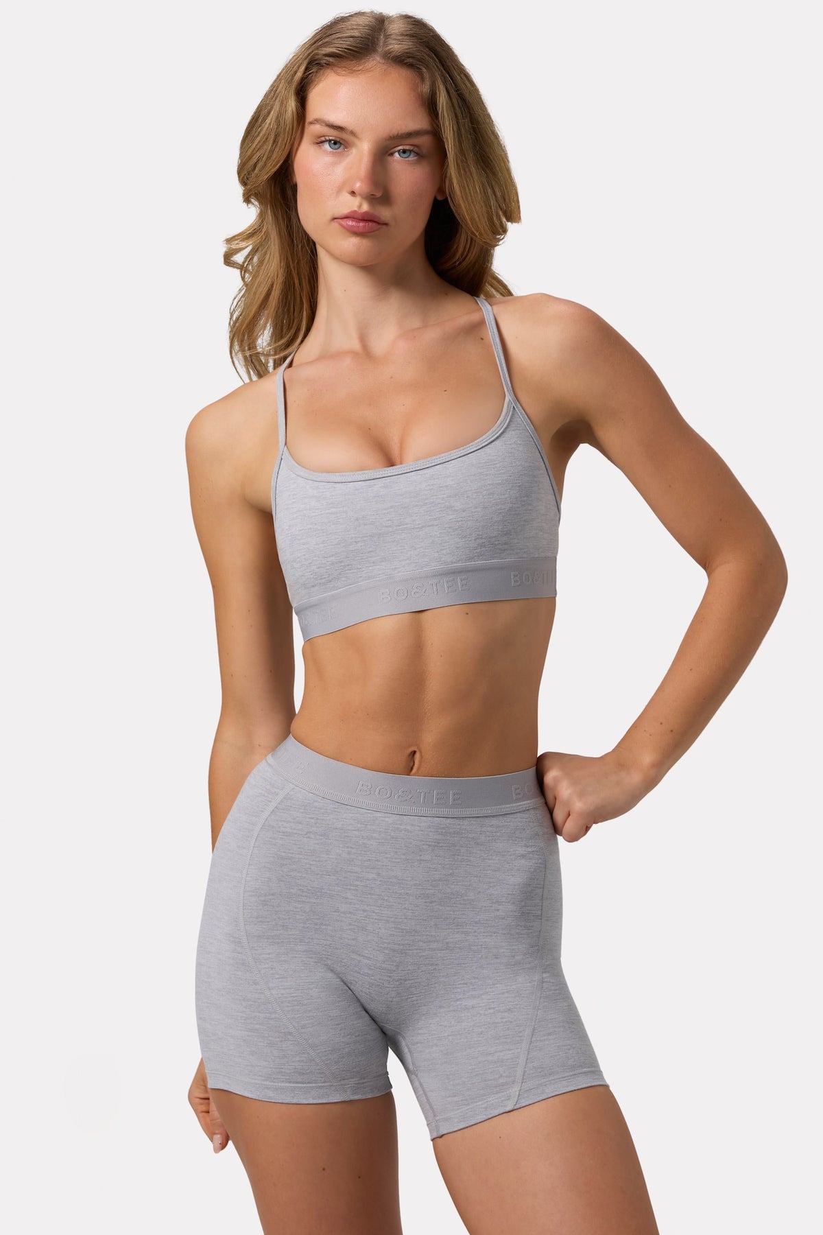 Chic Soft Active Mini Shorts in Grey Marl