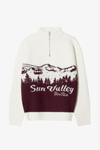 Chic Knit Quarter-Zip Turtleneck Oversized Jumper in Burgundy