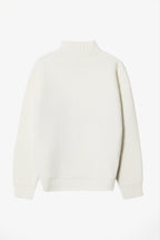Chic Knit Quarter-Zip Turtleneck Oversized Jumper in Burgundy