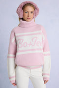 Chic Knit Turtleneck Oversized Jumper in Powder Pink