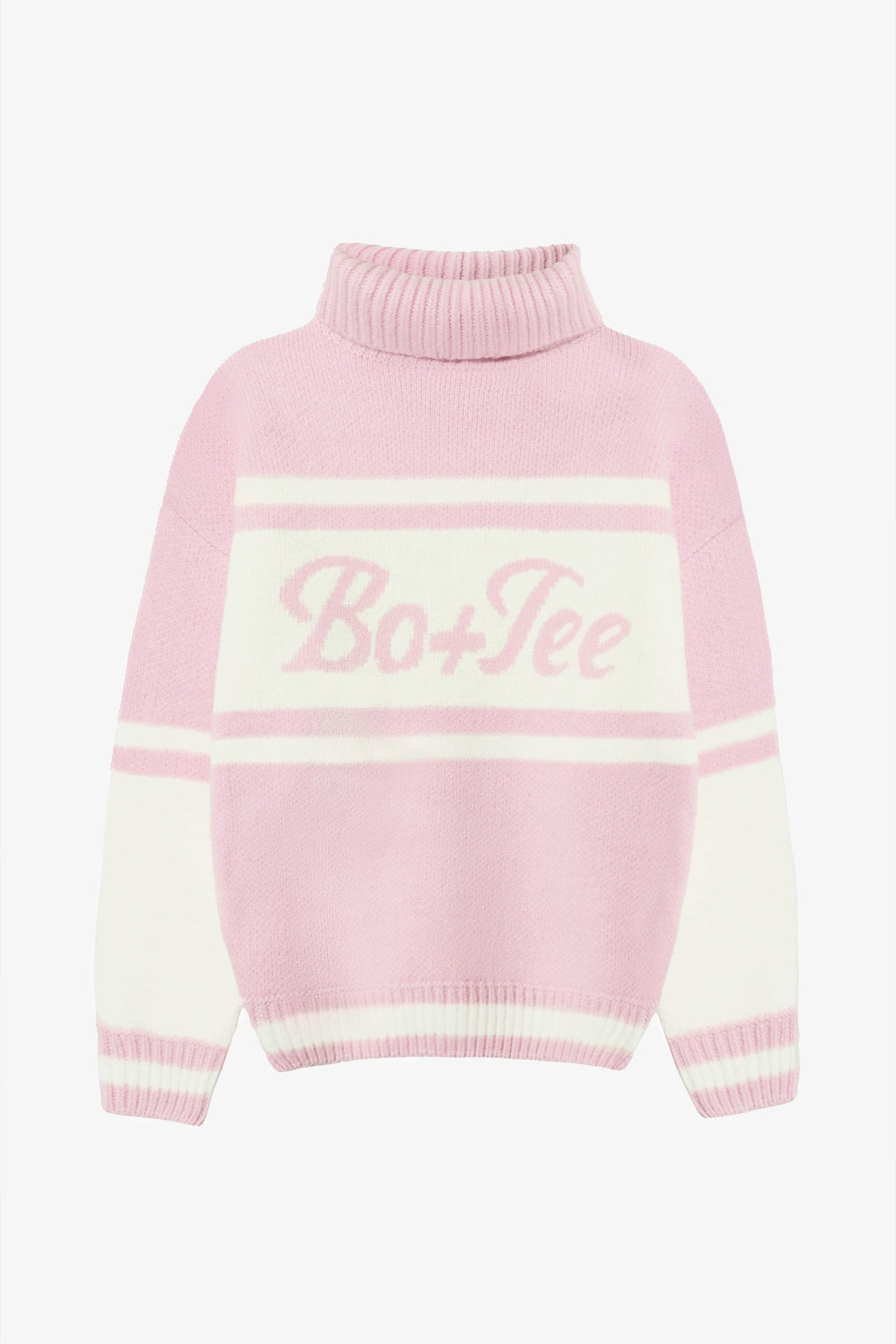 Chic Knit Turtleneck Oversized Jumper in Powder Pink