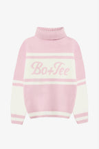 Chic Knit Turtleneck Oversized Jumper in Powder Pink