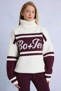 Chic Knit Turtleneck Oversized Jumper in Burgundy
