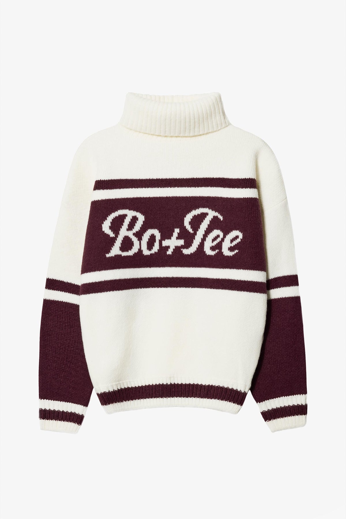 Chic Knit Turtleneck Oversized Jumper in Burgundy