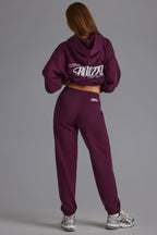 Chic Soft Cotton Jersey Relaxed Mid-Rise Joggers in Grape